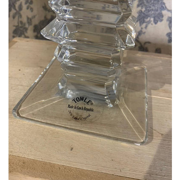 Towle Lead Crystal Candlestick 11.75" tall Candle Holder Czech Republic TOC41 - Picture 5 of 6